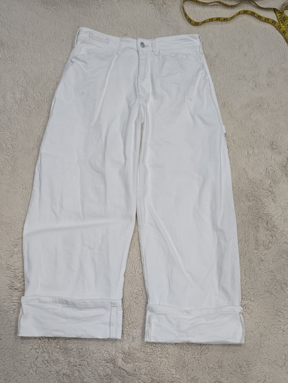 Pilcro White Wide-Leg Cargo Trousers